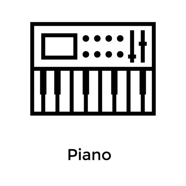 Teclado Sintetizador Ícone Linha Piano — Vetor de Stock