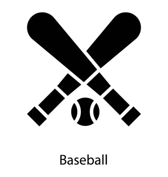 塗りつぶされたデザインの野球用品アイコン — ストックベクタ
