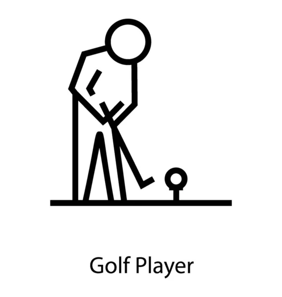 Golf Oyuncusu Pictogram Çizgi Tasarımı — Stok Vektör