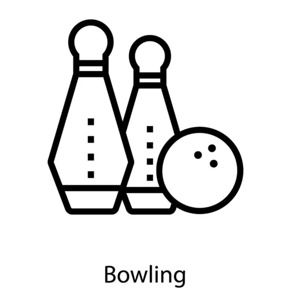 Bowling Game Icon Line Design — Stock Vector