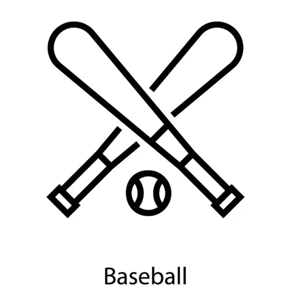 ラインデザインの野球用品アイコン — ストックベクタ