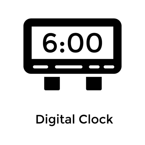 Katı Vektörde Dijital Çalar Saat Simgesi — Stok Vektör