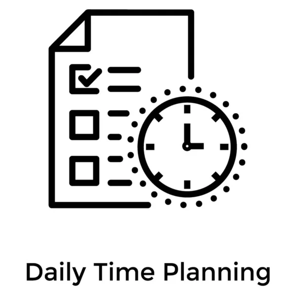 Ícone Planejamento Tempo Vetor Linha —  Vetores de Stock
