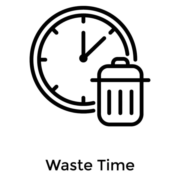 Waste Time Icon Line Design — Stock Vector