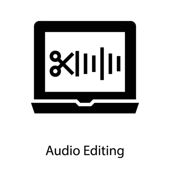 Icono Edición Audio Diseño Glifo — Vector de stock