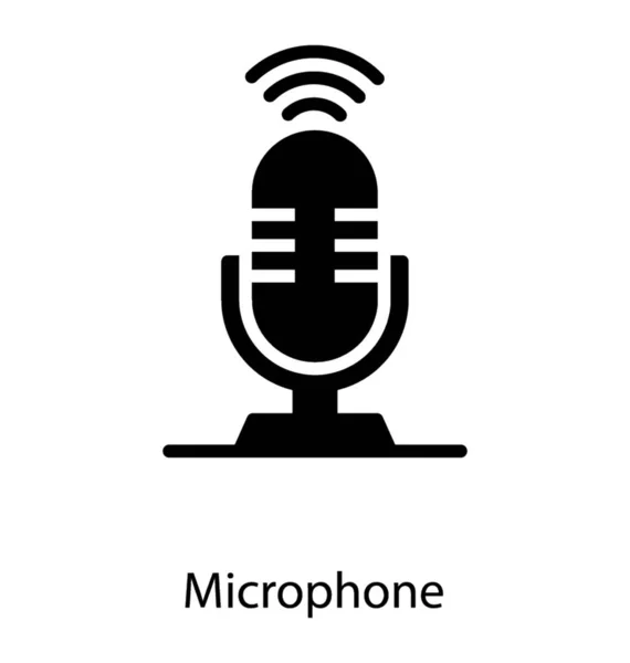Hangeszköz Mikrofon Tömör Ikon — Stock Vector