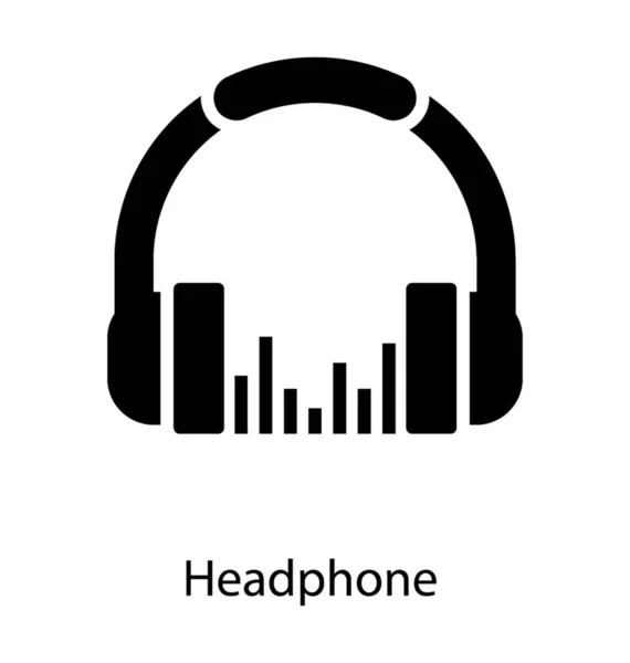 Εικονίδιο Ακουστικών Στη Σχεδίαση Γλύφων — Διανυσματικό Αρχείο