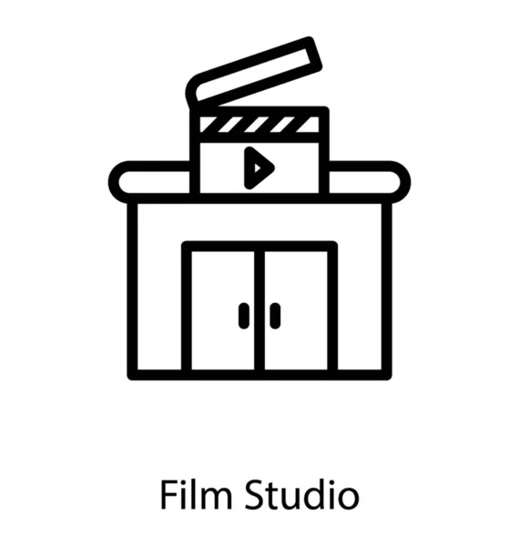 Icono Producción Cinematográfica Diseño Línea Estudio — Vector de stock