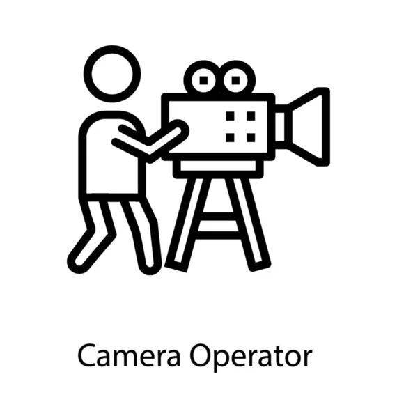 Lijn Ontwerp Van Het Pictogram Van Camera Operator — Stockvector