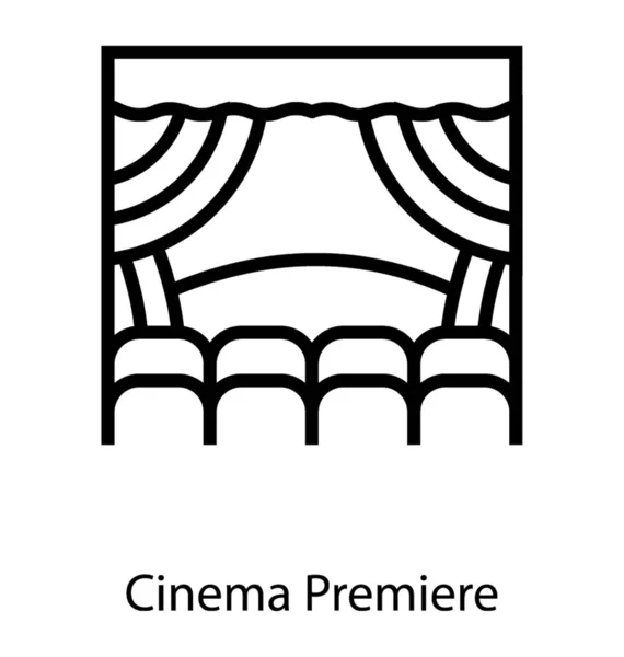 Diseño Línea Iconos Estreno Cine — Vector de stock