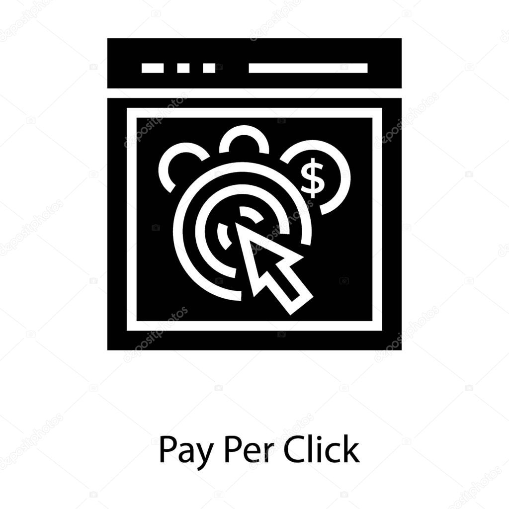 Pay per click icon in glyph design 
