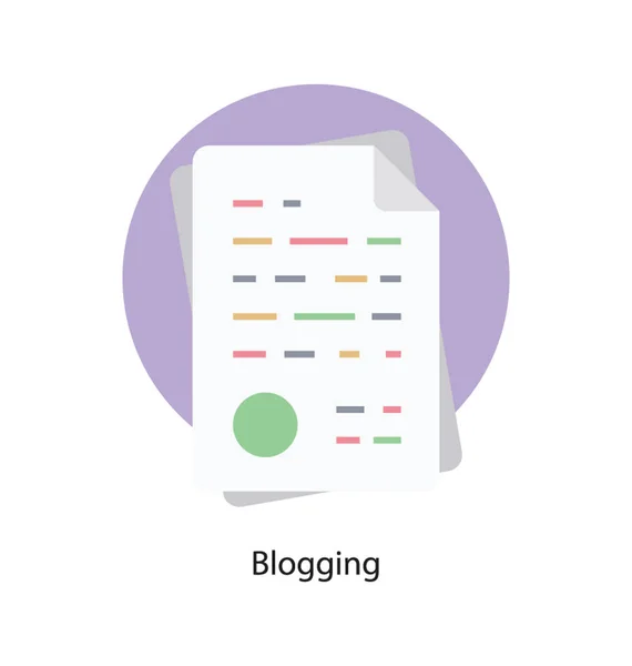 Document Blogging Icône Plate — Image vectorielle
