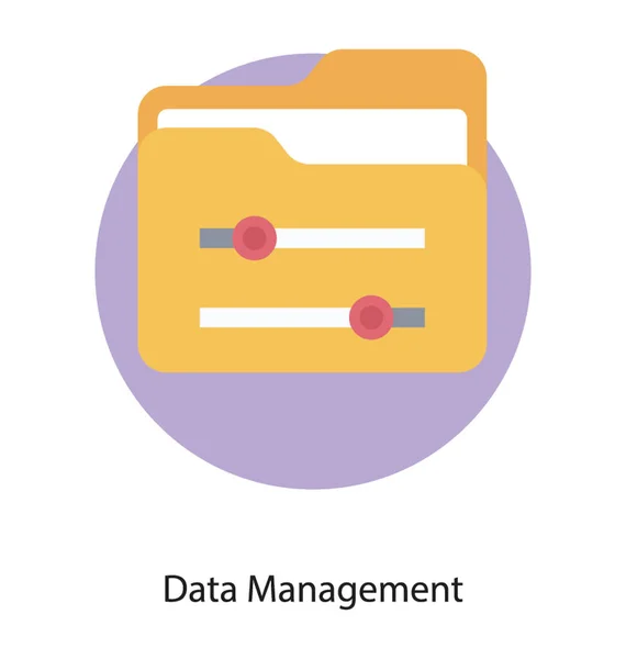 Datenmanagement Flaches Icon Design — Stockvektor