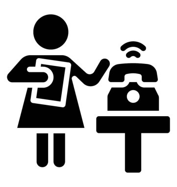 Glyph tasarımında kadın resepsiyonist simgesi.