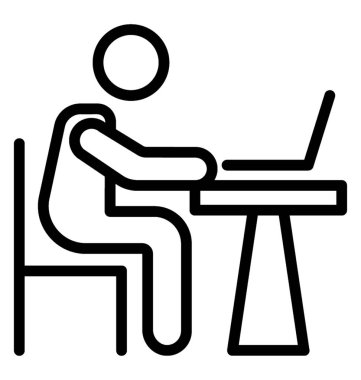 Erkek çalışan çizgi tasarımı simgesi 