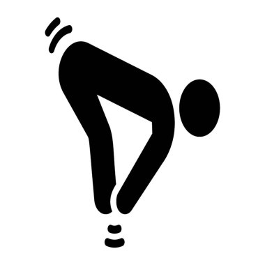 Egzersiz piktogram aşağı viraj katı vektör.