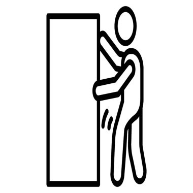 Adam kutu simgesi çizgi pictogram itme.