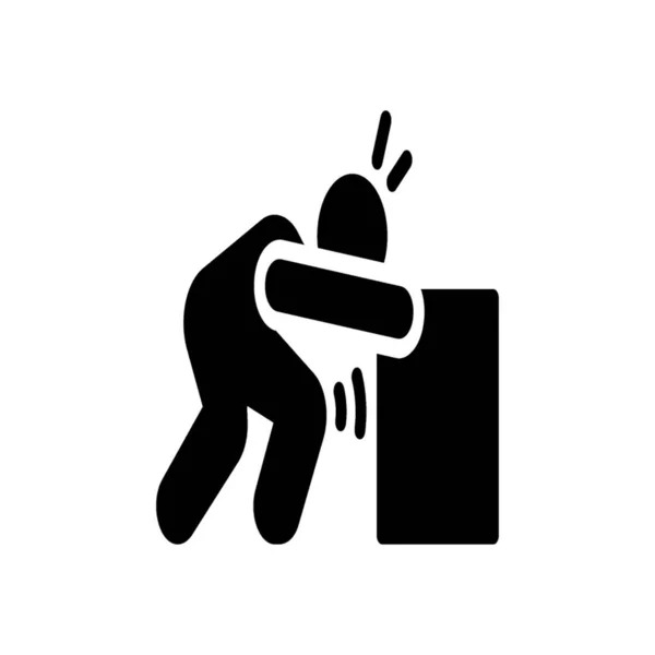 Man Duwen Vak Solide Pictogram — Stockvector