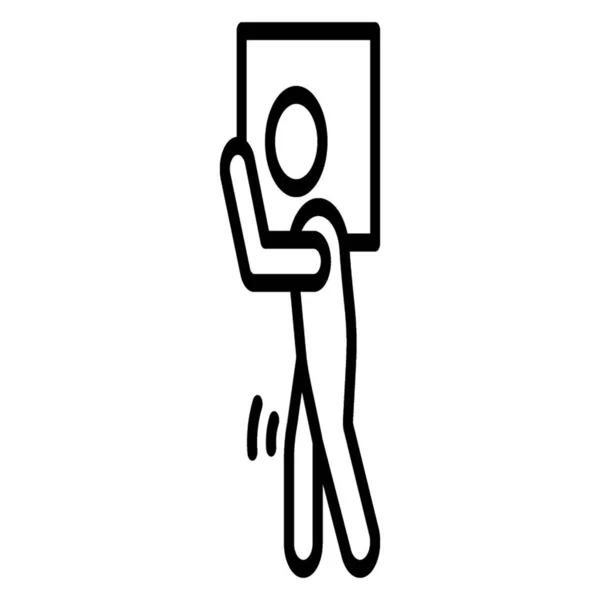 Людина Несе Коробку Іконок Лінії Дизайну — стоковий вектор