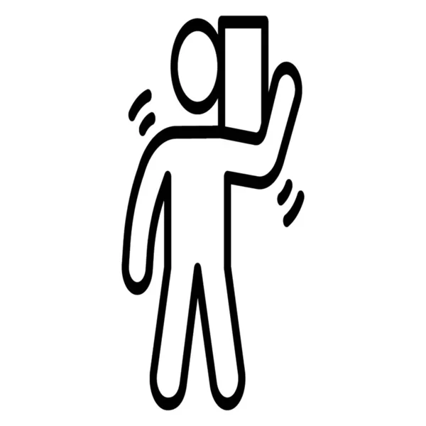 Man Carrying Box Icon Line Design — Stock Vector