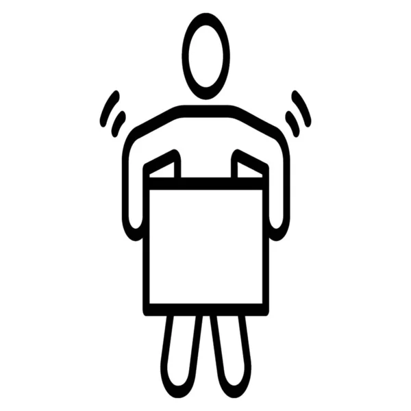 Ikone Des Menschen Trägt Box Line Design — Stockvektor