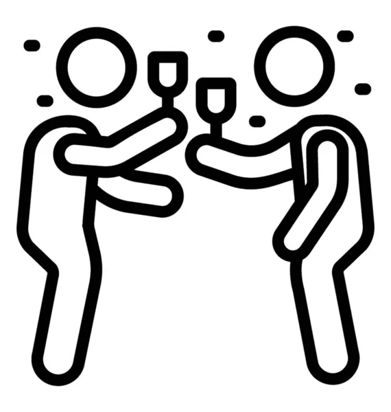 Cheers Pictogram Lijn Vector Ontwerp — Stockvector