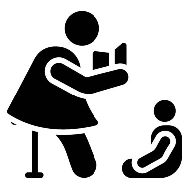 Katı tasarımda anne hikaye anlatımı vektörü 