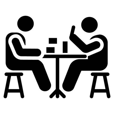 Öğle yemeği yeen kişilerin sağlam simgesi 