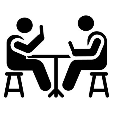 Öğle yemeği yeen kişilerin sağlam simgesi 