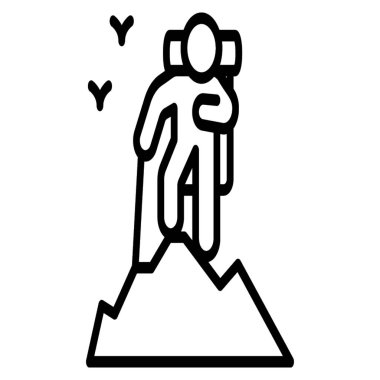 Çizgi tasarımında dağ yürüyüşü vektörü 