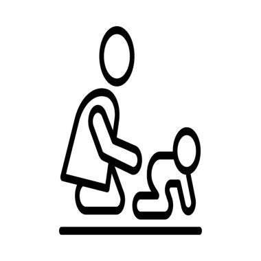 Çizgi tasarımında anne bakım bebek 