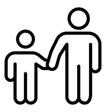 Satır simgesi tasarımında baba ve oğul 