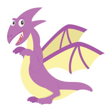 Düz tasarım uçan dinozor karikatür 