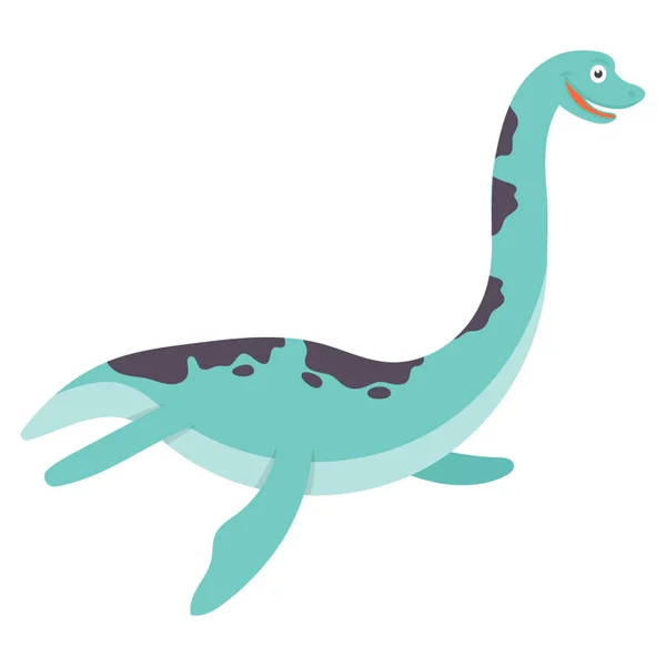 Flache Ikone Des Cartoon Dinosaurier Vektors — Stockvektor