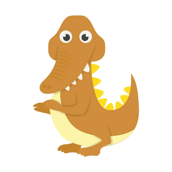 Saurischian Dinosaur Cartoon Flat Design — Stock Vector