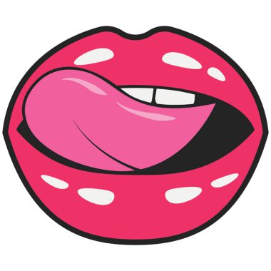 Kadın dudakları yama düz simge tasarımı 