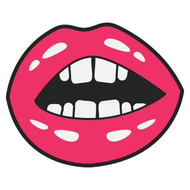 Düz tasarım kız açık ağız kavramı 