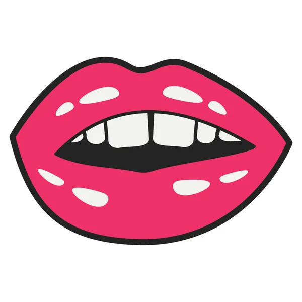 Icono Diseño Parche Labios — Vector de stock