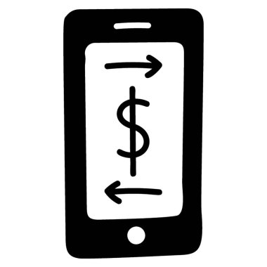 Mobil içinde dolar, mobil bankacılık simgesi.