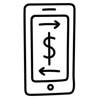 Mobil içinde dolar, mobil bankacılık simgesi.