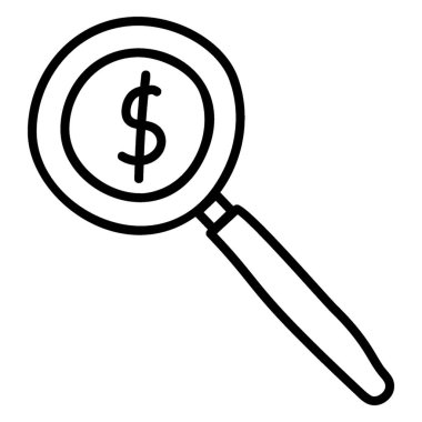 Büyüteç altında dolar, finansal arama simgesi.