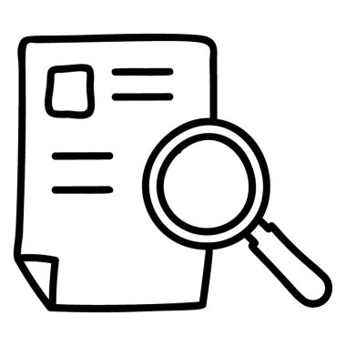 Büyüteç altındaki kağıt, arama içeriği simgesi