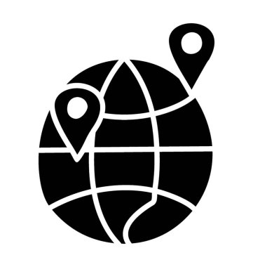 Konum işaretçisi ile küre, genel konum simgesi.
