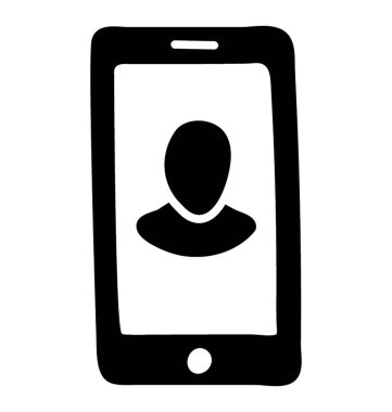 Avatar içinde cep telefonu, mobil görüntülü arama simgesi.