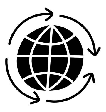 Dünya simgesinin her yerinde, glyph vektör tasarımı.