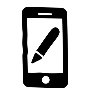 Kalem içinde mobil, online öğrenme simgesi.