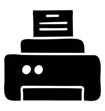 Yazıcı, baskı makinesi simgesi, sağlam tasarım.