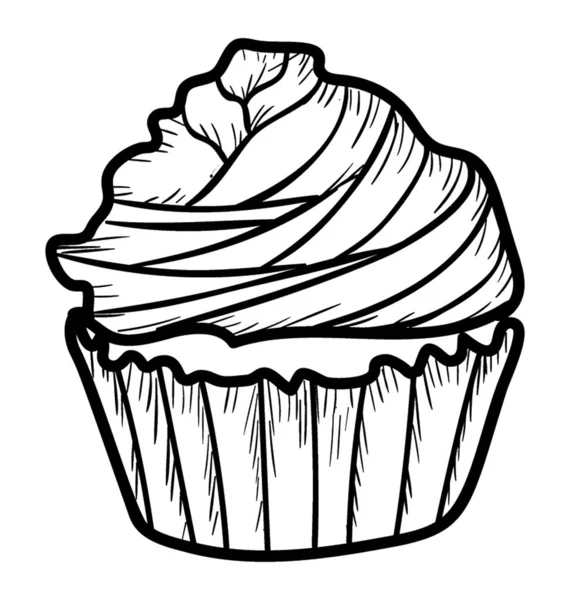 Doodle Projekt Urodziny Cupcake Wektor — Wektor stockowy