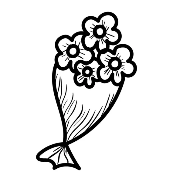 Rose Flower Bouquet Doodle Design — Stock Vector