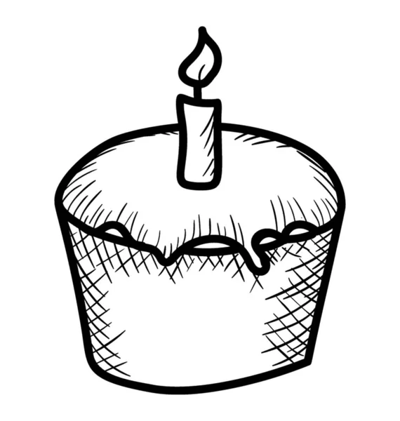 Conception Doodle Vecteur Cupcake Anniversaire — Image vectorielle